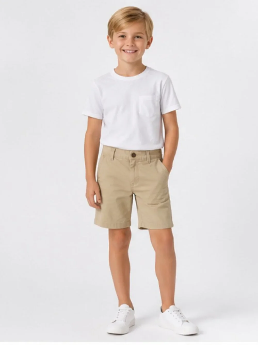 OshKosh - Boys Size 8 Khaki Shorts Adjustable Waist Casual Chino